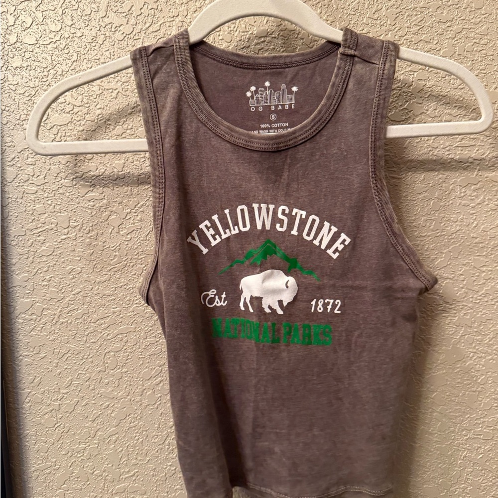 Yellowstone Graphic Sleeveless Crop Top